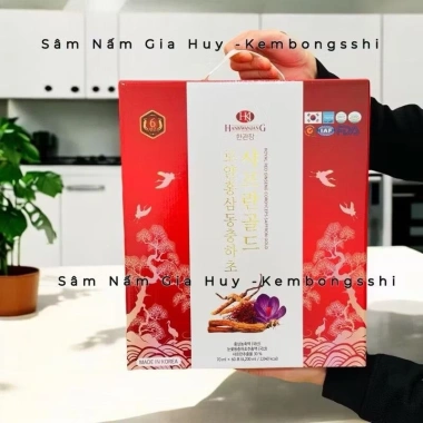 Nước Hồng Sâm Nhụy Hoa Nghệ Tây Korean Red Ginseng Saffron HANSUSAM Hàn Quốc - Hộp 30 gói 50ml, giảm giá 299k