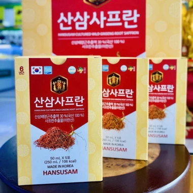 Nước Hồng Sâm Nhụy Hoa Nghệ Tây Korean Red Ginseng Saffron HANSUSAM Hàn Quốc - Hộp 30 gói 50ml, giảm giá 299k