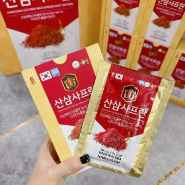 Nước Hồng Sâm Nhụy Hoa Nghệ Tây Korean Red Ginseng Saffron HANSUSAM Hàn Quốc - Hộp 30 gói 50ml, giảm giá 299k