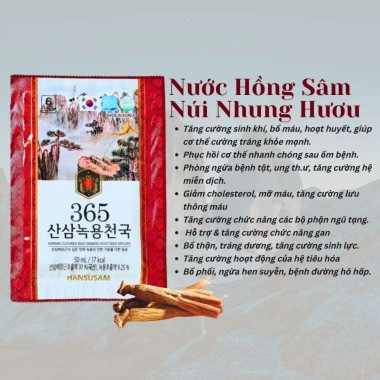 Nước Hồng Sâm Núi Nhung Hươu Hàn Quốc 50ml/30 gói - 70ml/60 gói Giá 550.000đ, tăng sức đề kháng, giảm mệt mỏi 2
