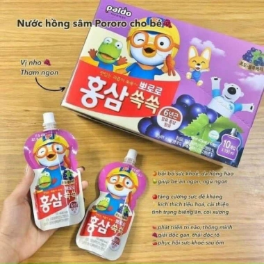 Nước Hồng Sâm Trái Cây Pororo Hàn Quốc 100ml Paldo - Hộp 10 gói, Dinh dưỡng bé, Giá 173k 7