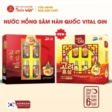 Nước Hồng Sâm Vital Gin Gold 6 chai 100ml - Giá 305.000đ, tặng 1 hộp yến 6 hũ