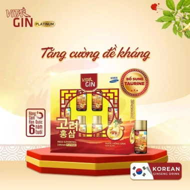 Nước Hồng Sâm Vital Gin Gold 6 chai 100ml - Giá 305.000đ, tặng 1 hộp yến 6 hũ