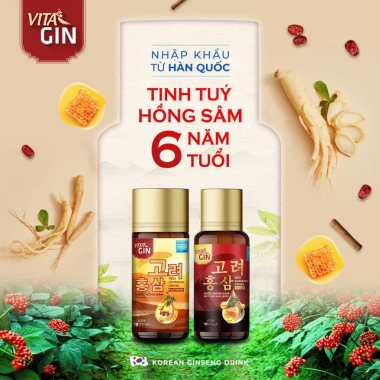 Nước Hồng Sâm Vital Gin Gold 6 chai 100ml - Giá 305.000đ, tặng 1 hộp yến 6 hũ