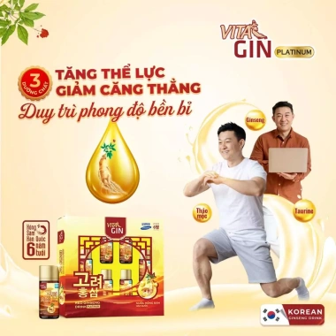 Nước hồng sâm Vital Gin Platinum nhập khẩu Hàn Quốc 6x100ml, tặng yến 6 hũ, giá 330.000 VND 6