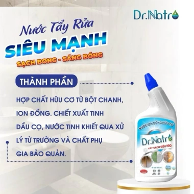 Nước Ion Đồng Hữu Cơ Dr Natro 1.000ml - Tẩy tường, ron gạch, cặn canxi, rong rêu, chỉ 165k
