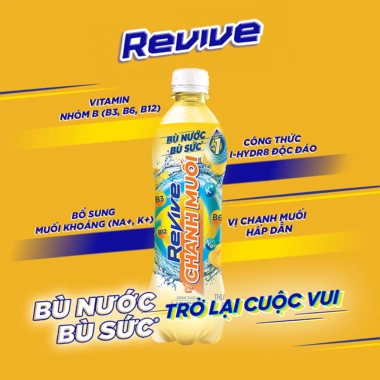 Nước khoáng Revive bù điện giải chanh muối - Vitamin B3 B6 B12, năng lượng, giá 35.100₫ 3 Nước khoáng Revive bù điện giải chanh muối - Vitamin B3 B6 B12, năng lượng, giá 35.100₫ 3