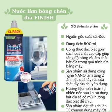 Nước Làm Bóng Chén Bát Finish Rinse & Shine 800ml Hương Chanh Đức Giá ưu đãi 175.000₫