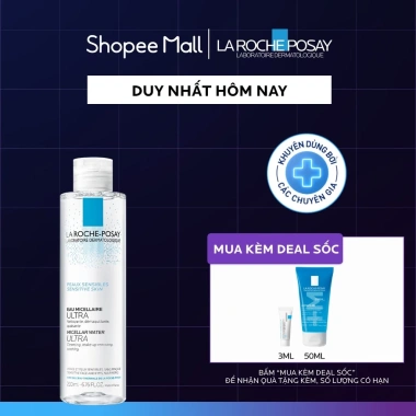 Nước làm sạch và tẩy trang La Roche-Posay Micellar Ultra Sensitive 200ml Giá 432.000đ giảm từ 557.280đ