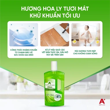 Nước Lau Sàn A+Aplus 1L Hương Quế Hoa Ly - Sạch Khuẩn, Ngừa Côn Trùng, Hiệu Quả