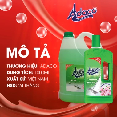 Nước lau sàn ADACO 800ml hương hoa thơm ngát: Siêu sạch, siêu bóng, an toàn, tiêu diệt vi khuẩn, giá chỉ 40.000 VND 9