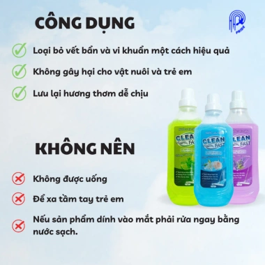Nước Lau Sàn Clean Fast Hương Lavender 1,0 Kg - Tẩy sạch nhanh, Thơm nhẹ