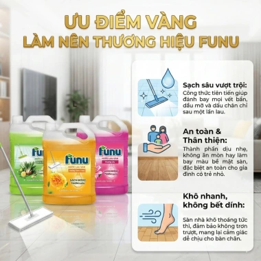 Nước lau sàn Funu 3.8kg ngăn côn trùng - Hương Sả Chanh, Lily, Lavender, Ylang - Giá ưu đãi 85.000₫