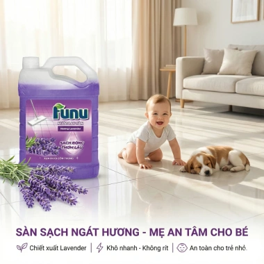 Nước lau sàn Funu 3.8kg ngăn côn trùng - Hương Sả Chanh, Lily, Lavender, Ylang - Giá ưu đãi 85.000₫