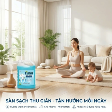 Nước lau sàn Funu 3.8kg ngăn côn trùng - Hương Sả Chanh, Lily, Lavender, Ylang - Giá ưu đãi 85.000₫