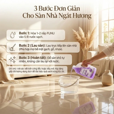 Nước lau sàn Funu 3.8kg ngăn côn trùng - Hương Sả Chanh, Lily, Lavender, Ylang - Giá ưu đãi 85.000₫