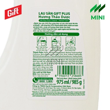 Nước lau sàn GIFT Plus hương thảo dược - Khử bám bẩn, tự nhiên, chỉ 48.321 VND