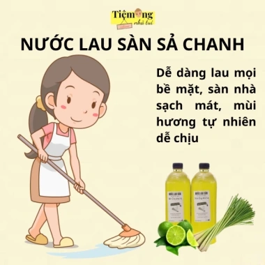 Nước Lau Sàn Hữu Cơ Sả Chanh Thơm Mát 1L - Khử Mùi, Lưu Hương Lâu, Giá 64.000 VND (Giảm 13.440)