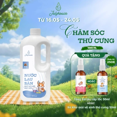 Nước lau sàn khử mùi chó mèo 1.000ml JULYHOUSE – Oải Hương, Vỏ Bưởi, Sả Chanh, chỉ 149.000₫