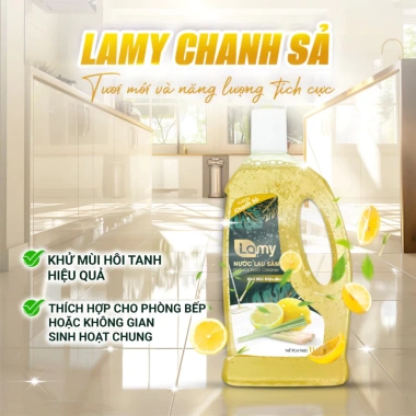 Nước Lau Sàn Lamy 1L Chính Hãng - Sạch Nhanh, Đuổi Muỗi Kiến, Hương Dịu Nhẹ cho Gỗ & Gạch Men