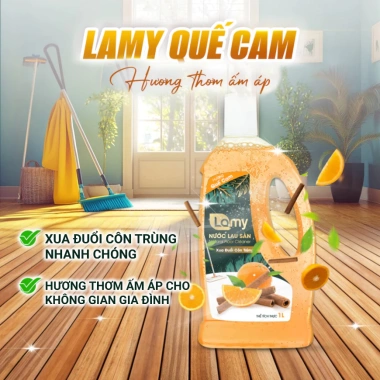 Nước Lau Sàn Lamy 1L Chính Hãng - Sạch Nhanh, Đuổi Muỗi Kiến, Hương Dịu Nhẹ cho Gỗ & Gạch Men