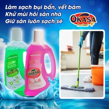 Nước lau sàn OKASA 55k - Vết bẩn tan nhanh, sàn sáng bóng, thơm mát, xua đuổi côn trùng 3