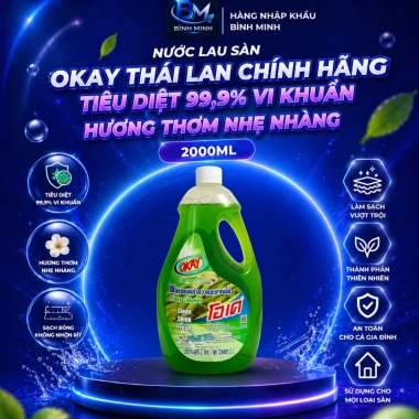 Nước Lau Sàn Okay Thái Lan 2.000ml - Tiêu diệt 99,9% vi khuẩn, hương nhẹ, 89.000đ