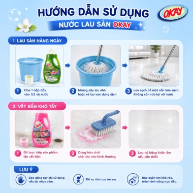 Nước Lau Sàn Okay Thái Lan 2.000ml - Tiêu diệt 99,9% vi khuẩn, hương nhẹ, 89.000đ