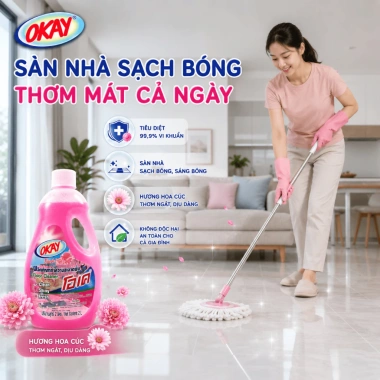 Nước Lau Sàn Okay Thái Lan 2.000ml - Tiêu diệt 99,9% vi khuẩn, hương nhẹ, 89.000đ