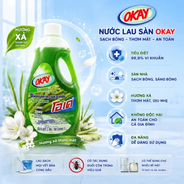 Nước Lau Sàn Okay Thái Lan 2.000ml - Tiêu diệt 99,9% vi khuẩn, hương nhẹ, 89.000đ