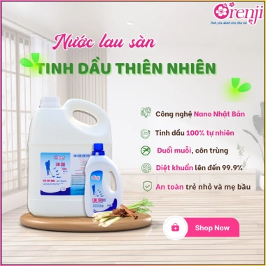 Nước lau sàn ORENJI 3,8L diệt khuẩn không hóa chất, sạch nhanh, không trơn, thơm tinh dầu sả - Giá 240k