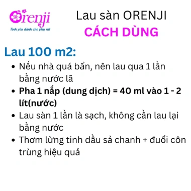 Nước lau sàn Orenji hương sả chanh, quế - Đuổi côn trùng, không hoá chất, sạch nhanh, không trơn, thơm mát, giá 200.000đ