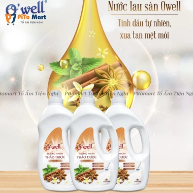 Nước Lau Sàn O'WELL Thảo Dược Hương Quế 2.7L - Giá 129k, khử mùi, sạch an toàn
