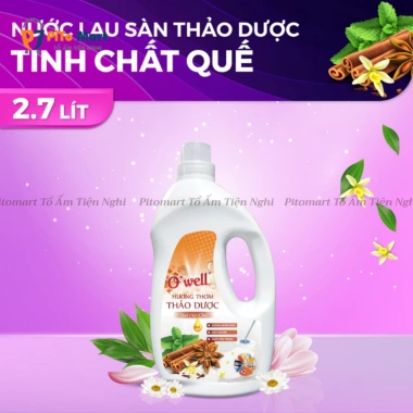 Nước Lau Sàn O'WELL Thảo Dược Hương Quế 2.7L - Giá 129k, khử mùi, sạch an toàn
