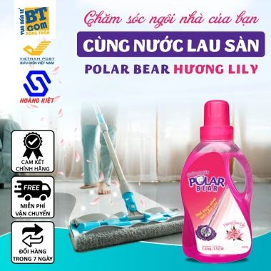 Nước lau sàn Polar Bear hương lily 1.5kg khử mùi, diệt khuẩn, lưu hương lâu – giá chỉ 82.300 VND