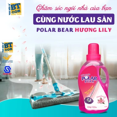 Nước lau sàn Polar Bear hương lily 1.5kg khử mùi, diệt khuẩn, lưu hương lâu – giá chỉ 82.300 VND