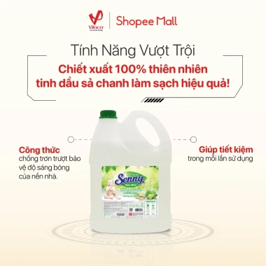 Nước Lau Sàn Senny Sả Chanh 3.8kg – Làm sạch gỗ, gạch, men, đuổi côn trùng