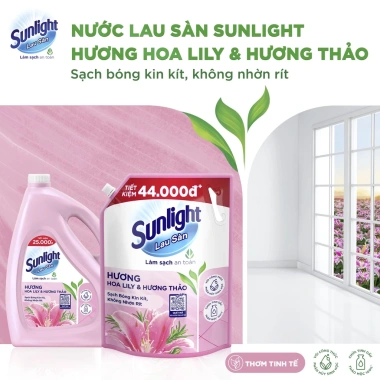 Nước Lau Sàn Sunlight Tinh Dầu Hoa Lily và Bạch Trà 3.6Kg - Giá ưu đãi 106.000₫, làm sạch sàn, khử mùi mạnh