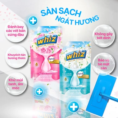 Nước Lau Sàn Whiz Đậm Đặc 3D Active 600ml/650ml - Khô Nhanh, Sạch Bóng, Thơm Lâu, Giá chỉ 37.000 đồng 3