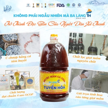 Nước Mắm Cá Cơm Ba Làng TH Tuyến Hòa 400 Năm Truyền Thống 2.000ml Giá 48k