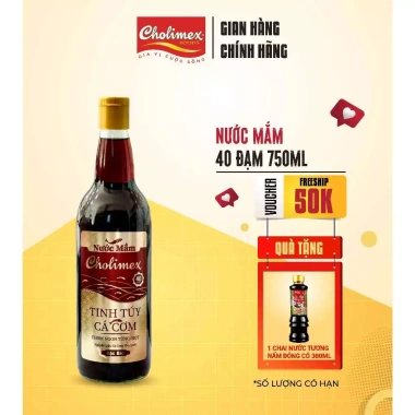 Nước mắm Cholimex 40 độ đạm 750ml - Nguyên chất, chai thủy tinh, giá chỉ 95.000 VND