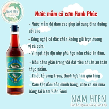 Nước Mắm Hạnh Phúc Cá Cơm Cao Đạm 60 Độ Đạm 500ml Giảm giá Giá 173k