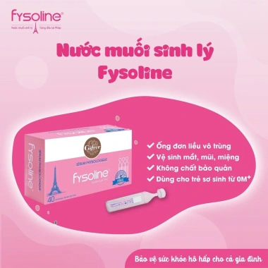 Nước muối sinh lý Pháp Fysoline hồng vàng xanh - Hàng chính hãng, tem chính hãng, giá 43.000đ giảm từ 51.600đ 2