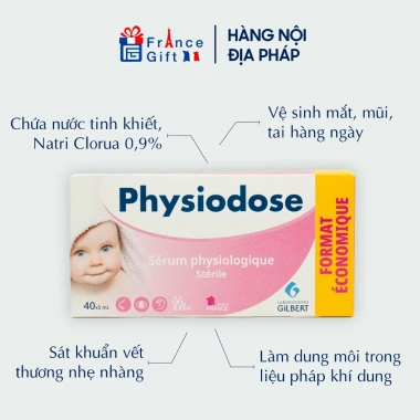 Nước muối sinh lý Pháp Physiodose 40 tép 5ml - Vệ sinh bé, giảm giá 79.000₫ 2