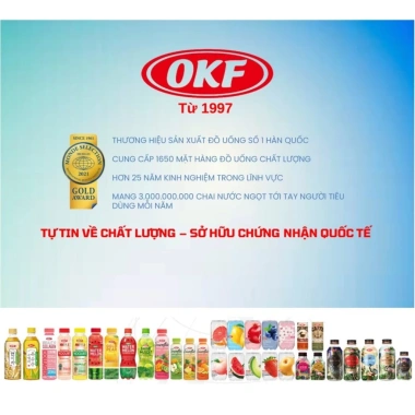 Nước ngọt có ga OKF vị bưởi Hàn Quốc 350ml - 6 lon, giá 92.400 VND giảm từ 113.652 VND 6