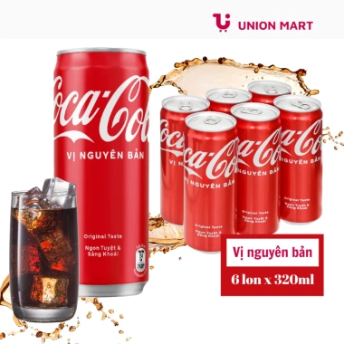 Nước ngọt Coca-Cola nguyên bản lon 320ml - Giá ưu đãi 63.000₫ (giảm từ 81.270₫)