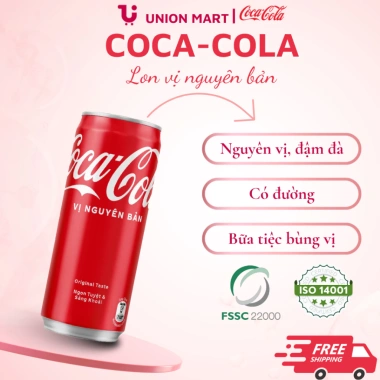 Nước ngọt Coca-Cola nguyên bản lon 320ml - Giá ưu đãi 63.000₫ (giảm từ 81.270₫)