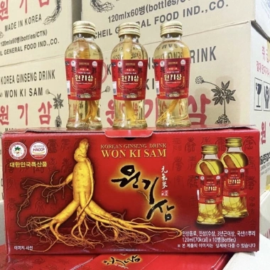 Nước nhân sâm Hàn Quốc Won Ki Sam - Hộp 10 chai, chỉ 480k, tăng sức khỏe