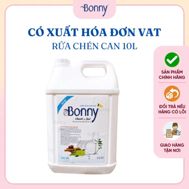 Nước rửa bát Bonny hương Chanh Quế thiên nhiên an toàn 10L Đánh bay dầu mỡ, giảm giá 199k