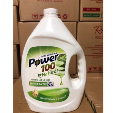 Nước Rửa Bát Power100 Natural 3kg Tinh Chất Lô Hội Thiên Nhiên - Giá 102.000₫